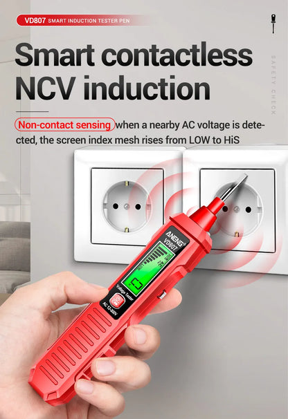 ANENG VD807 Una parola di induzione portatile 50/ 60Hz Smart Tester penna elettrica NCV sensore AC 12-300V senza contatto filo rivelatore strumenti