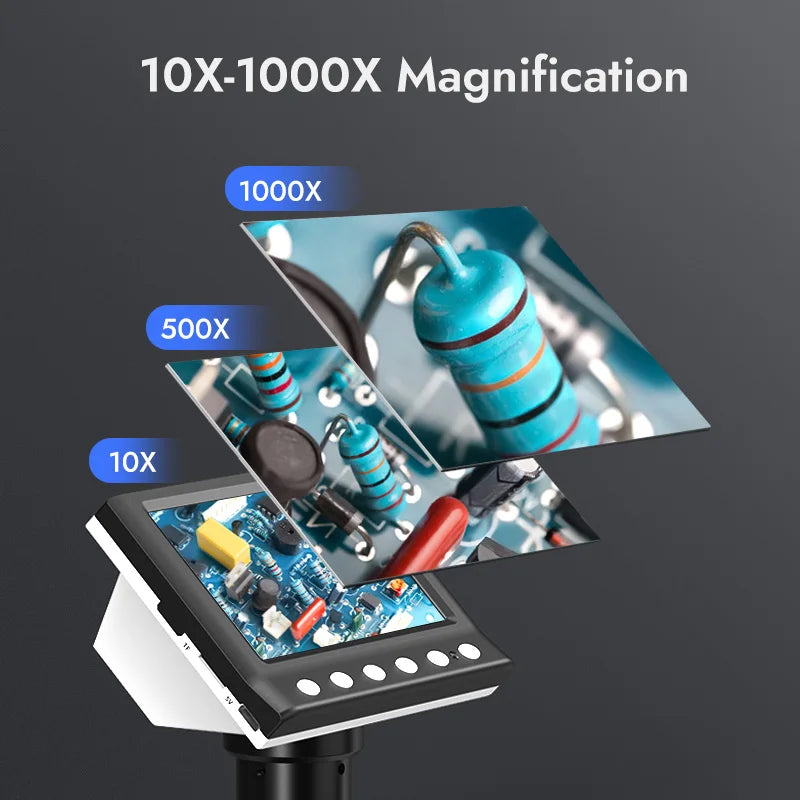 RIEVBCAU DM7 4.3' Microscopio digitale 1000X Coin Microscope 1080P Video Microscope per la saldatura degli adulti con 8 LED Dropshipping
