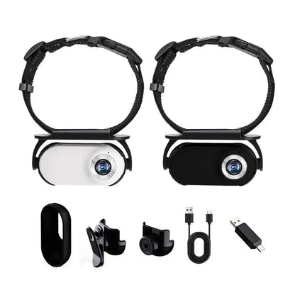 Telecamera per collare per animali domestici, per esterni, senza Wi-Fi, per collare per gatti, action camera, con 170 obiettivi, video tracker, telecamera di registrazione, per cani, mini ang A1J7