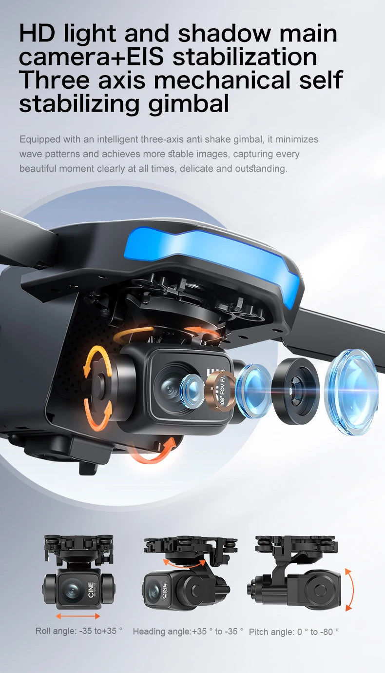S-X1 Nuovo drone con schermo a 3 assi anti-shake Gimbal 4K Aerial Brushless Drones RC Quadcopter 5G GPS 8K HD Telecamere EIS Mini Dron