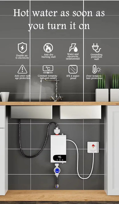 Scaldabagno istantaneo da 5,5K W, nuovo di zecca, scaldabagno istantaneo senza serbatoio, rubinetto istantaneo, rubinetto per cucina, scaldabagno LED digitale