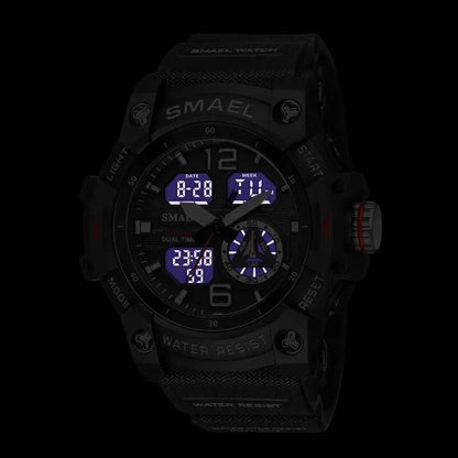 SMAEL  Sport Watch Orologio da polso militare per gli uomini Allarme cronometro LED digitale luce posteriore Dual Time Display impermeabile Watch Men 8007