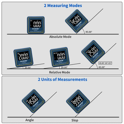 SHAHE Piccolo livello digitale ricaricabile Protrattore Inclinometro Digital Angle Finder Strumenti di misurazione dell'angolo