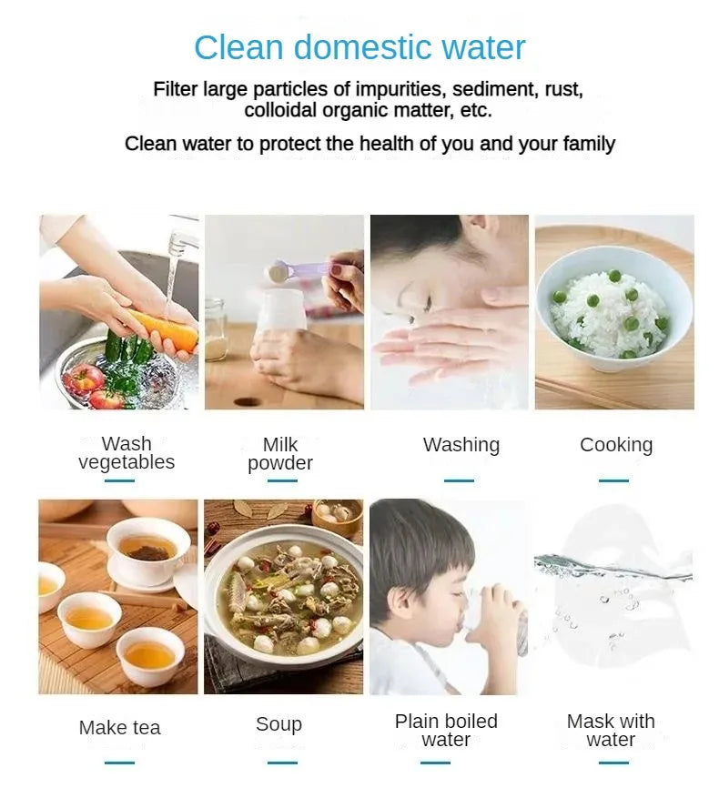 Purificatore per rubinetto dell'acqua potabile da 0,1 μm a 7 strati, filtro per rubinetto ecologico, cartuccia in acciaio inossidabile, carbone attivo ceramico KDF, casa e cucina