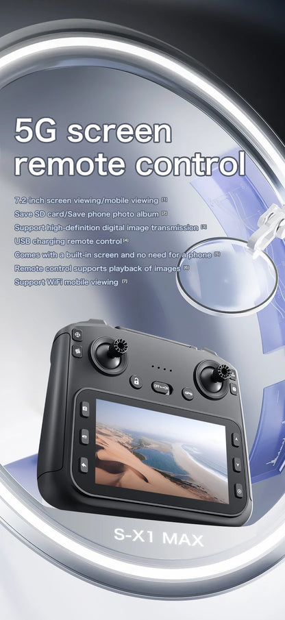 S-X1 Nuovo drone con schermo a 3 assi anti-shake Gimbal 4K Aerial Brushless Drones RC Quadcopter 5G GPS 8K HD Telecamere EIS Mini Dron