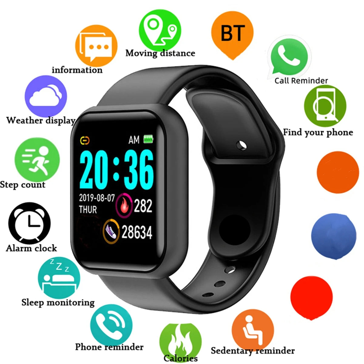 Smartwatch Uomini Donne Orologi da polso Smart Watch Messaggio Fitness Monitor Bracciale Regalo di compleanno Orologio elettronico per Xiaomi Huawei