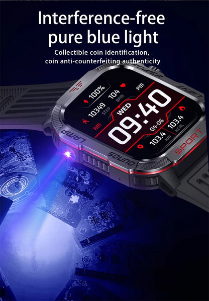 Nuovo per Huawei Xiaomi Militare GPS Smart Watch Uomini Torcia elettrica Bussola impermeabile all'aperto Sport Tracker Bluetooth Chiamata Smartwatch