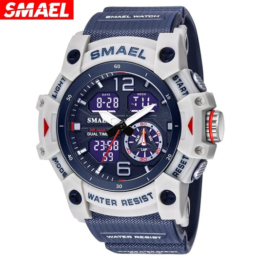 SMAEL  Sport Watch Orologio da polso militare per gli uomini Allarme cronometro LED digitale luce posteriore Dual Time Display impermeabile Watch Men 8007