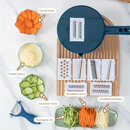 Taglierina per verdure 9 in 1, multifunzionale, tagliapatate a pezzetti, affettatrice, grattugia, utensili da cucina, accessori, utensili