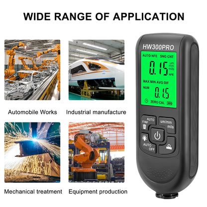 Calibro di spessore per auto Digital Backlight LCD Meter Car Thickness Paint Coating Metro Strumento di misura in metallo 0-2000um HW-300PRO