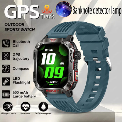 Nuovo per Huawei Xiaomi Militare GPS Smart Watch Uomini Torcia elettrica Bussola impermeabile all'aperto Sport Tracker Bluetooth Chiamata Smartwatch
