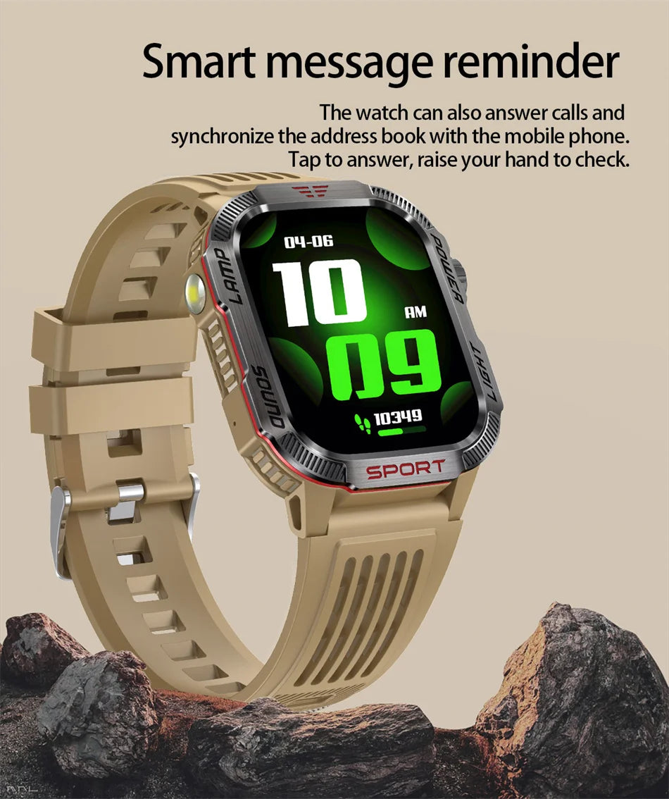 Nuovo per Huawei Xiaomi Militare GPS Smart Watch Uomini Torcia elettrica Bussola impermeabile all'aperto Sport Tracker Bluetooth Chiamata Smartwatch