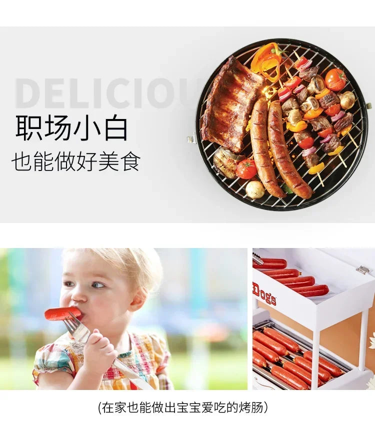 new Multifunction Roast Sausage Machine Small  Grilled Sausage Machine  Hot Dog Machine Hot Dog Cart Steamed Vermicelli Roll