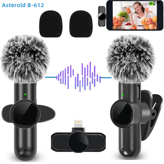 .4G Wireless Lavalier Microfono Cancellazione del rumore Registrazione audio video per IPhone/iPad/Android/Xiaomi/Samsung Live Game Mic