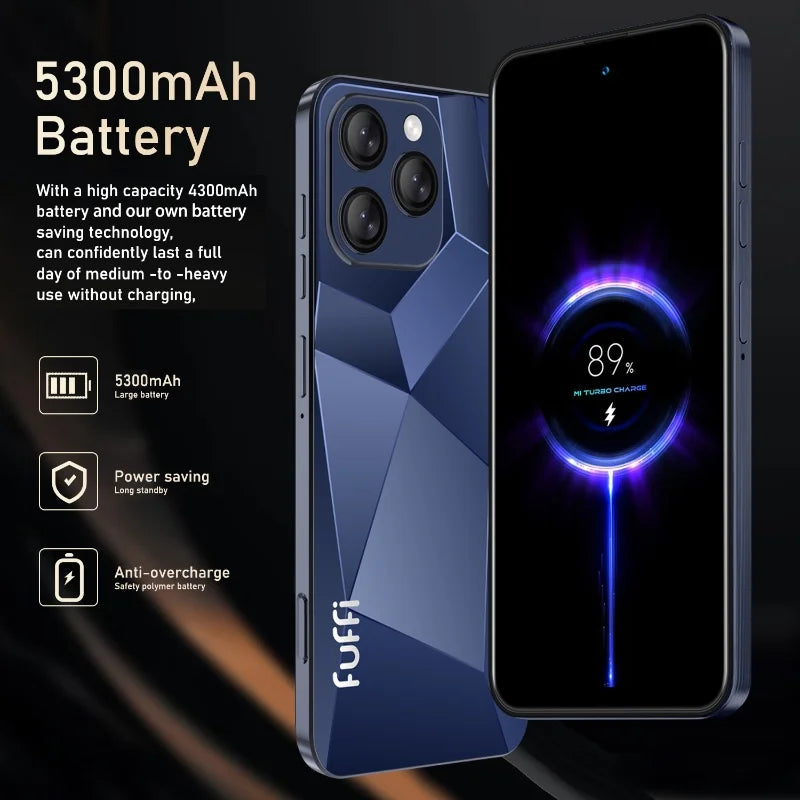 I16 Pro Smartphone 5G Android 5300mAH 12GB RAM 512G ROM 6.56Inch 1080x2640HD 24 + 48MP MTK10 Telefono cellulare di rete 4G