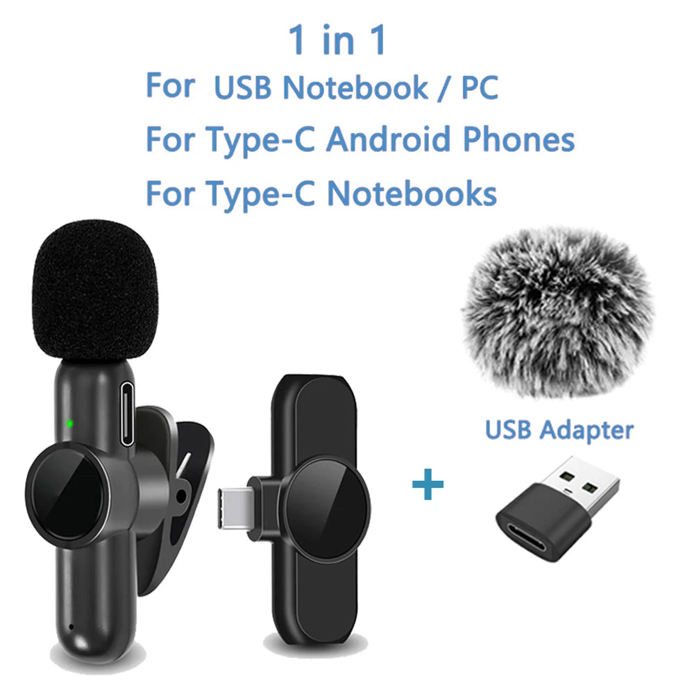 .4G Wireless Lavalier Microfono Cancellazione del rumore Registrazione audio video per IPhone/iPad/Android/Xiaomi/Samsung Live Game Mic