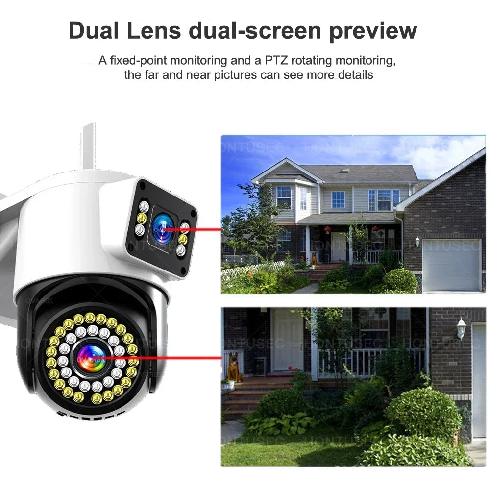 Yoosee 4K 8MP doppia lente doppio schermo a colori visione notturna rilevazione del movimento audio bidirezionale all'aperto impermeabile wifi telecamera di sicurezza