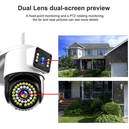 Yoosee 4K 8MP doppia lente doppio schermo a colori visione notturna rilevazione del movimento audio bidirezionale all'aperto impermeabile wifi telecamera di sicurezza