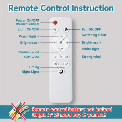 IRALAN Moderno ventilatore a soffitto con luce LED Fan Light E27 Screw Fan Light Remote Control Light Fan Ceiling Room decorazione