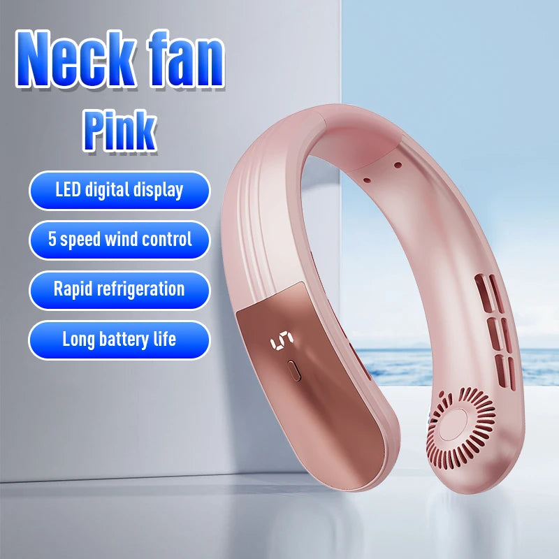 IL VENTO VI ARRIVA COME NATURALE Ventilatore da collo pieghevole JKUOO 2025 - Ricaricabile tramite USB a 3 velocità, silenzioso e fresco per campeggio/spiaggia/viaggi - Offerta estiva, spedizione gratuita