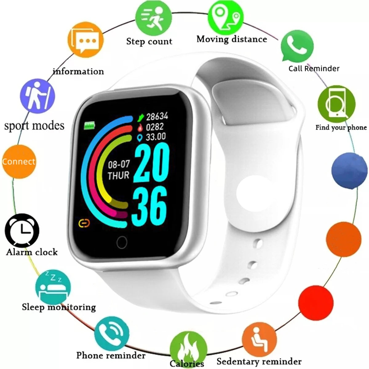Smartwatch Uomini Donne Orologi da polso Smart Watch Messaggio Fitness Monitor Bracciale Regalo di compleanno Orologio elettronico per Xiaomi Huawei