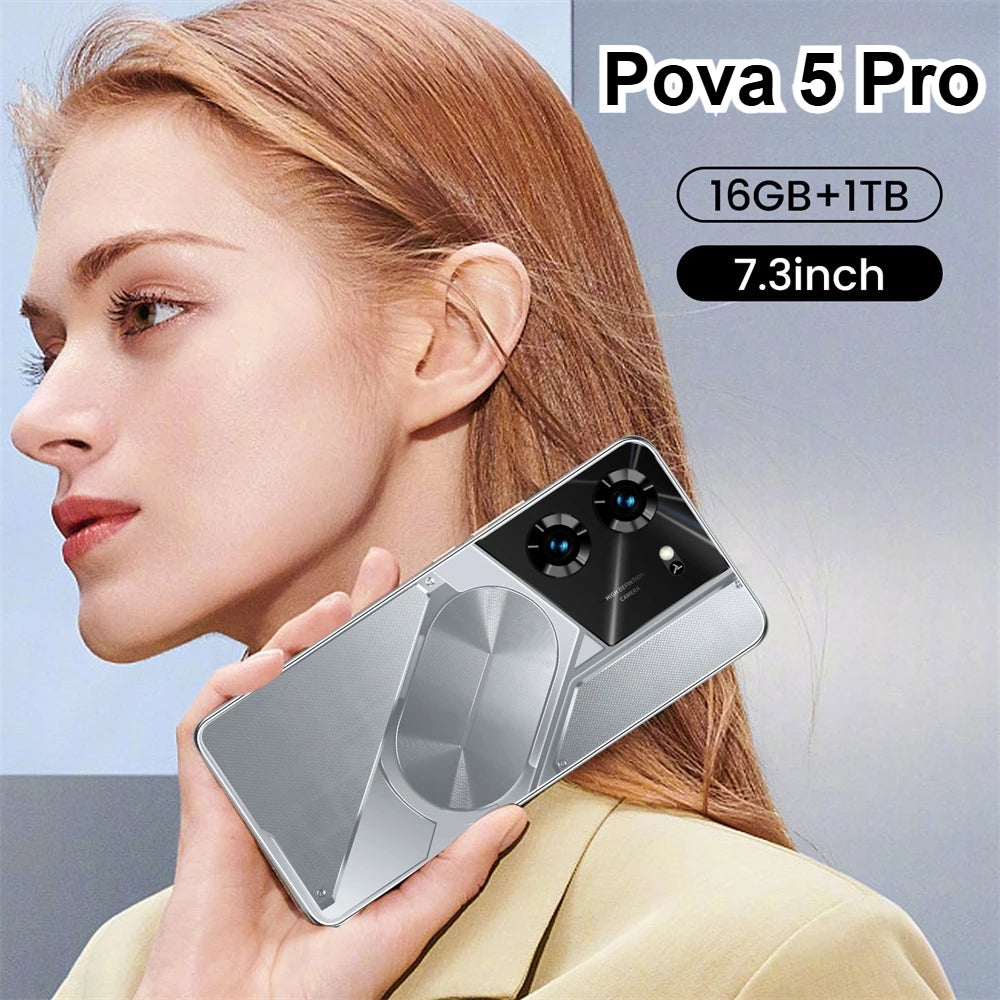 Cellulari Pova 5 Pro Originale 5G Smartphone 7.3HD Dual Sim Smart Mobile Phones 6800mAh Android 13 GPS Versione globale Telefono cellulare