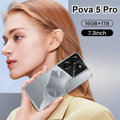 Cellulari Pova 5 Pro Originale 5G Smartphone 7.3HD Dual Sim Smart Mobile Phones 6800mAh Android 13 GPS Versione globale Telefono cellulare