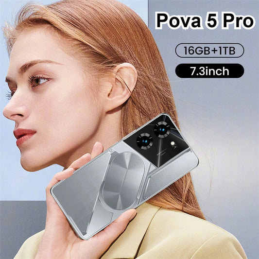 Cellulari Pova 5 Pro Originale 5G Smartphone 7.3HD Dual Sim Smart Mobile Phones 6800mAh Android 13 GPS Versione globale Telefono cellulare