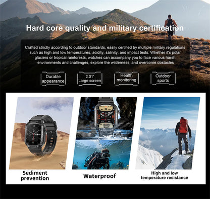 2025 Nuovo per Xiaomi Military Smart Watch Uomini impermeabili all'aperto Sport Fitness Tracker Monitor di salute 2.10" BT Call Smartwatch