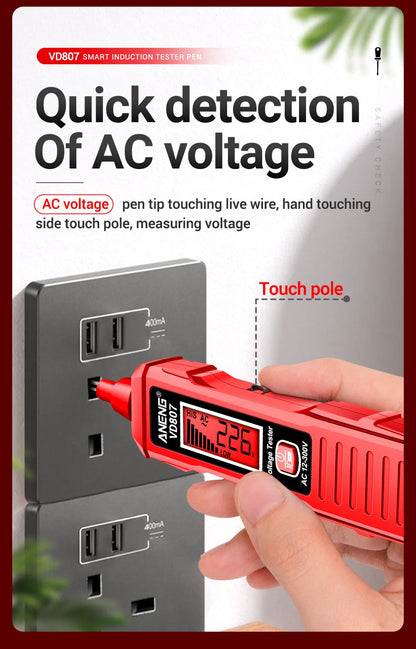 ANENG VD807 Una parola di induzione portatile 50/ 60Hz Smart Tester penna elettrica NCV sensore AC 12-300V senza contatto filo rivelatore strumenti