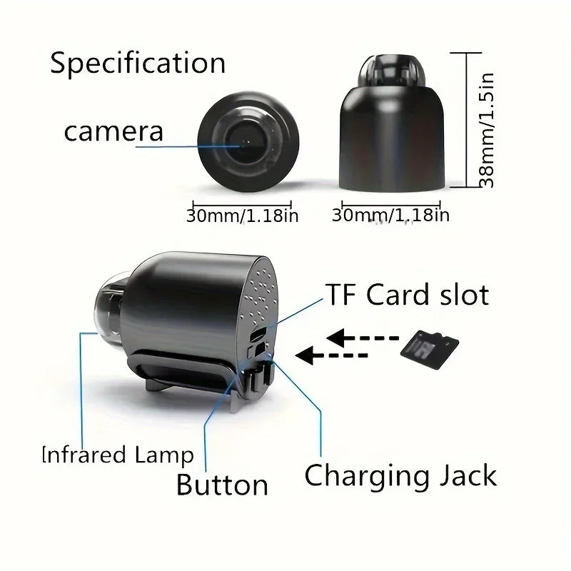 1080P HD Mini telecameraCON VISIONE NOTTURNA WiFi Sicurezza interna Sorveglianza di sicurezza Baby Monitor IP Cam Audio Video  REGISTRAZIONE