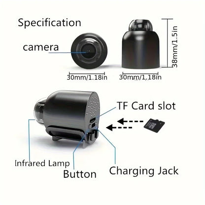 1080P HD Mini telecameraCON VISIONE NOTTURNA WiFi Sicurezza interna Sorveglianza di sicurezza Baby Monitor IP Cam Audio Video  REGISTRAZIONE