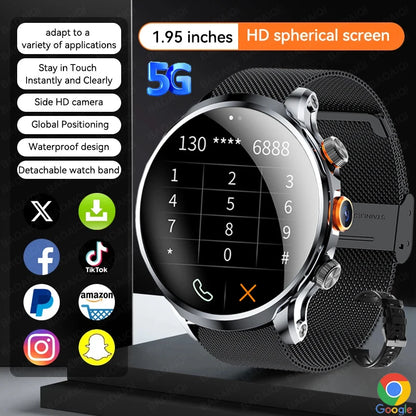 5G/4G Full Network Smart Watch 680*680 HD AMOLED 1100mah Video Call 500W Camera 8GB+128GB RAM GPS NFC WIFI Google APP Smartwatch