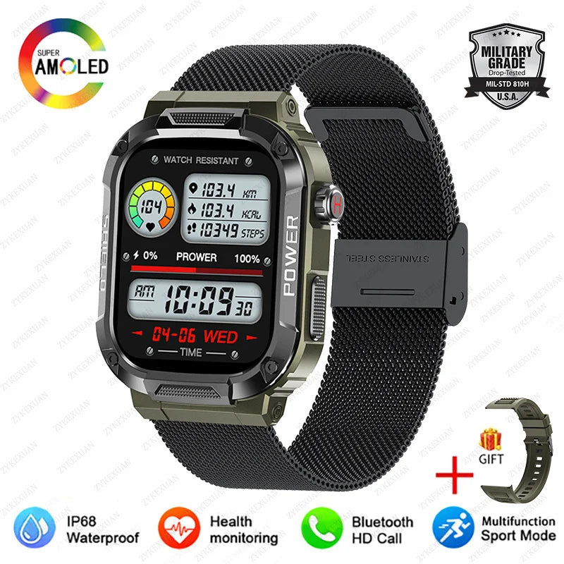 2025 Nuovo per Xiaomi Military Smart Watch Uomini impermeabili all'aperto Sport Fitness Tracker Monitor di salute 2.10" BT Call Smartwatch