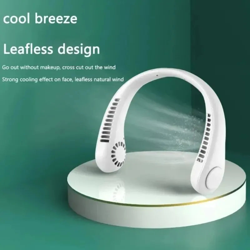 Ventilatore portatile da appendere al collo raffreddato ad aria per mini casa estiva, per sport all'aria aperta, corsa, viaggi senza lame, cinturino da collo USB indossabile