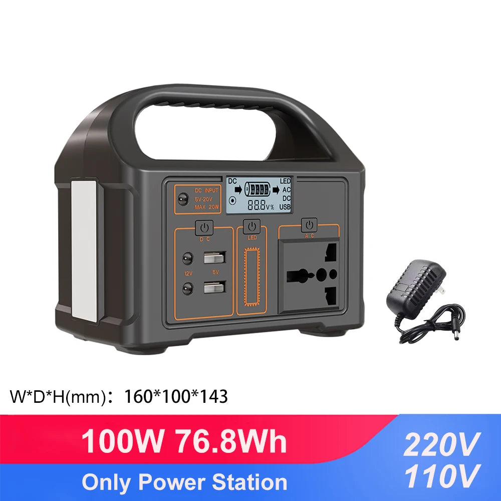 jsdsolar 100W 300W 500W Portable Power Station Pure Sine Wave Solar Generator 110V/220V UPS Camping Charging Station Power Bank