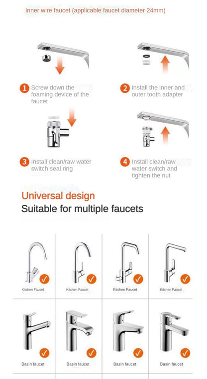 Purificatore per rubinetto dell'acqua potabile da 0,1 μm a 7 strati, filtro per rubinetto ecologico, cartuccia in acciaio inossidabile, carbone attivo ceramico KDF, casa e cucina