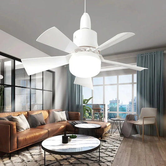 Ventilatore a soffitto LED con luce telecomando dimmerabile 30W E27 base moderna intelligente senza fili ventilatori illuminazione per camera da letto e soggiorno