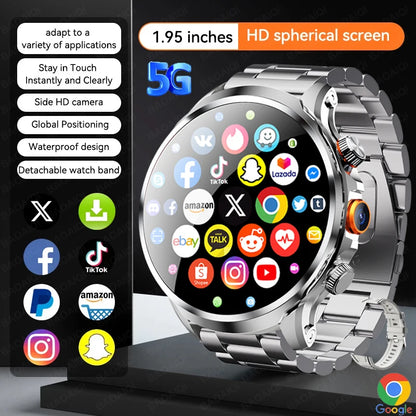5G/4G Full Network Smart Watch 680*680 HD AMOLED 1100mah Video Call 500W Camera 8GB+128GB RAM GPS NFC WIFI Google APP Smartwatch