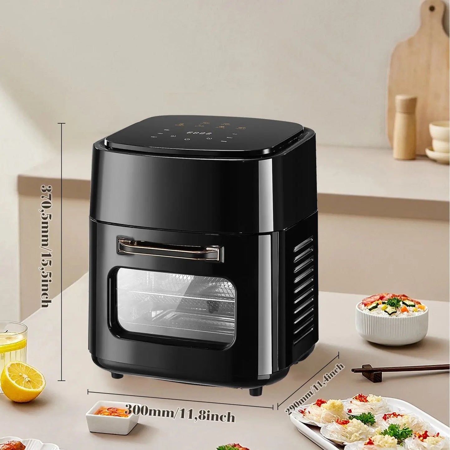 Grande friggitrice ad aria elettrica da 15L, senza olio da 220 V, con 6 modalità di cottura, forno a convezione intelligente da 1800 W per la casa, schermo touch a LED