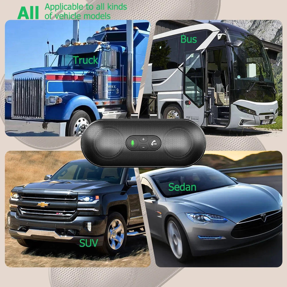 Kit Bluetooth 5.4 per auto vivavoce 6W, vivavoce solare, altoparlante, lettore MP3, ricevitore musicale wireless con assistente vocale