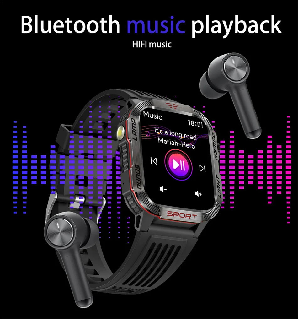 Nuovo per Huawei Xiaomi Militare GPS Smart Watch Uomini Torcia elettrica Bussola impermeabile all'aperto Sport Tracker Bluetooth Chiamata Smartwatch