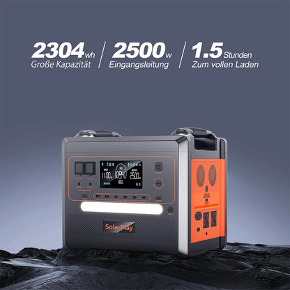 Q2402M 2500W Pure Sine Wave Power Station 12Output Ports Energy Storage Power Station Solar Charge 1.5h Full Charge With Trolley