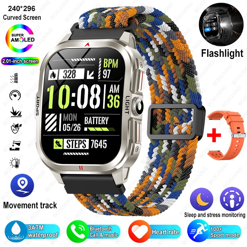 Nuovo per Xiaomi Military Smart Watch Men 3ATM impermeabile all'aperto Sport Fitness Tracker Monitor di salute Bluetooth Chiamata Smart Watch