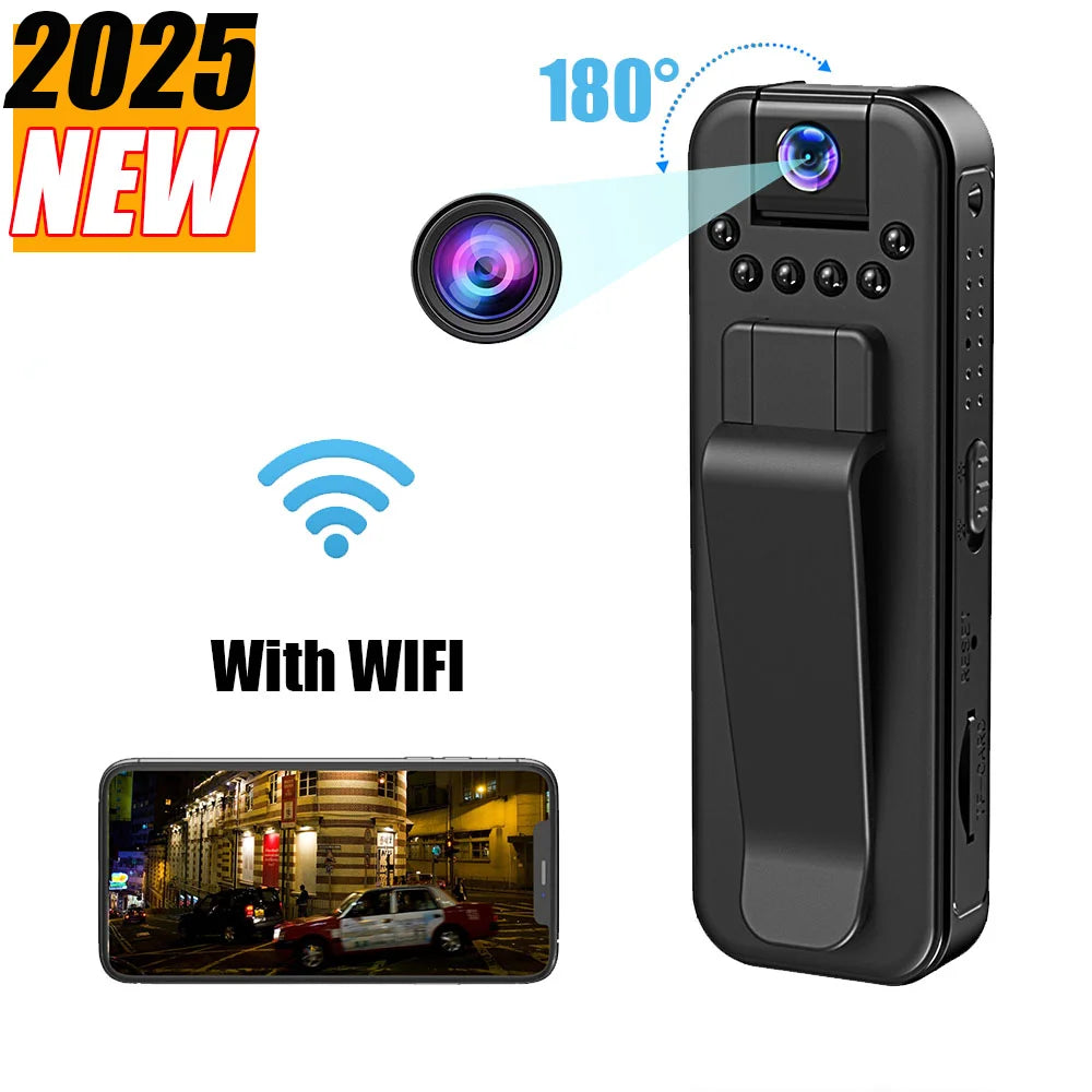 Mini telecamera portatile WiFi HD 1080P, piccolo videoregistratore digitale, bodycam della polizia, visione notturna a infrarossi, videocamera in miniatura 2025