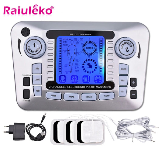 Electronic Pulse Massager Tens Ems Macchina per il massaggio del muscolo elettrico del nervo stimolatore Agopuntura Fat Burner Sollievo dal dolore