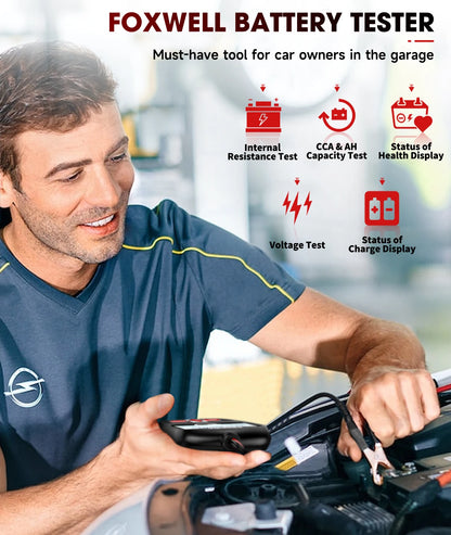 -TESTER PER VERIFICARE LO STATO DELLA BATTERIA AUTO-FOXWELL BT100 PRO 12V 100-1100 CCA Strumento diagnostico per il controllo della batteria