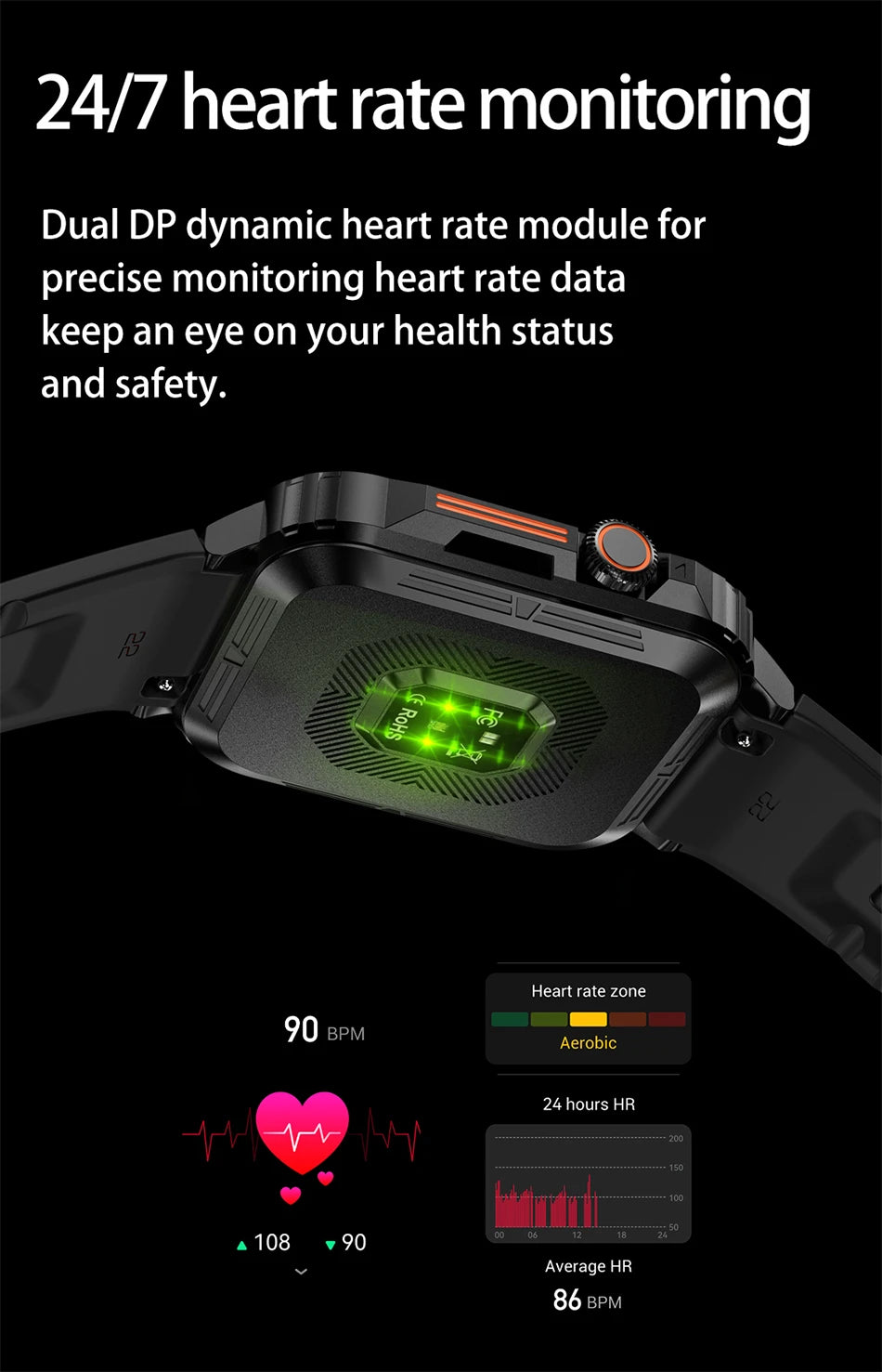 2024 Nuovo uomo militare all'aperto 1.95 Smart Watch uomini bluetooth chiamata smartwatch uomini per android ios ip68 impermeabile ftiness orologi