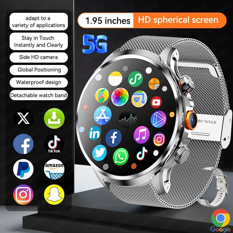 5G/4G Full Network Smart Watch 680*680 HD AMOLED 1100mah Video Call 500W Camera 8GB+128GB RAM GPS NFC WIFI Google APP Smartwatch