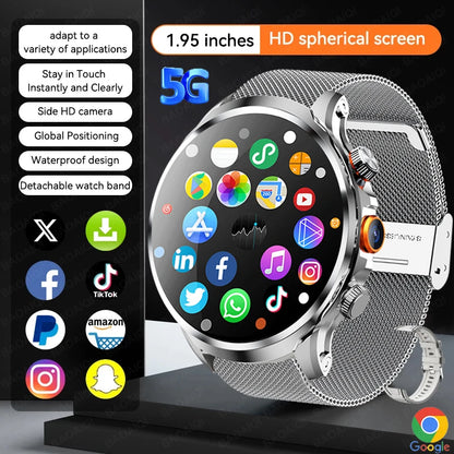 5G/4G Full Network Smart Watch 680*680 HD AMOLED 1100mah Video Call 500W Camera 8GB+128GB RAM GPS NFC WIFI Google APP Smartwatch